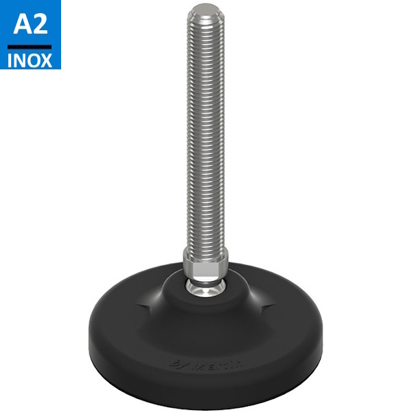 Martin Piede INOX A2 Base Plastica Snodato 30° Antiscivolo D.MM125 M16/M20 N35000 - MARTIN